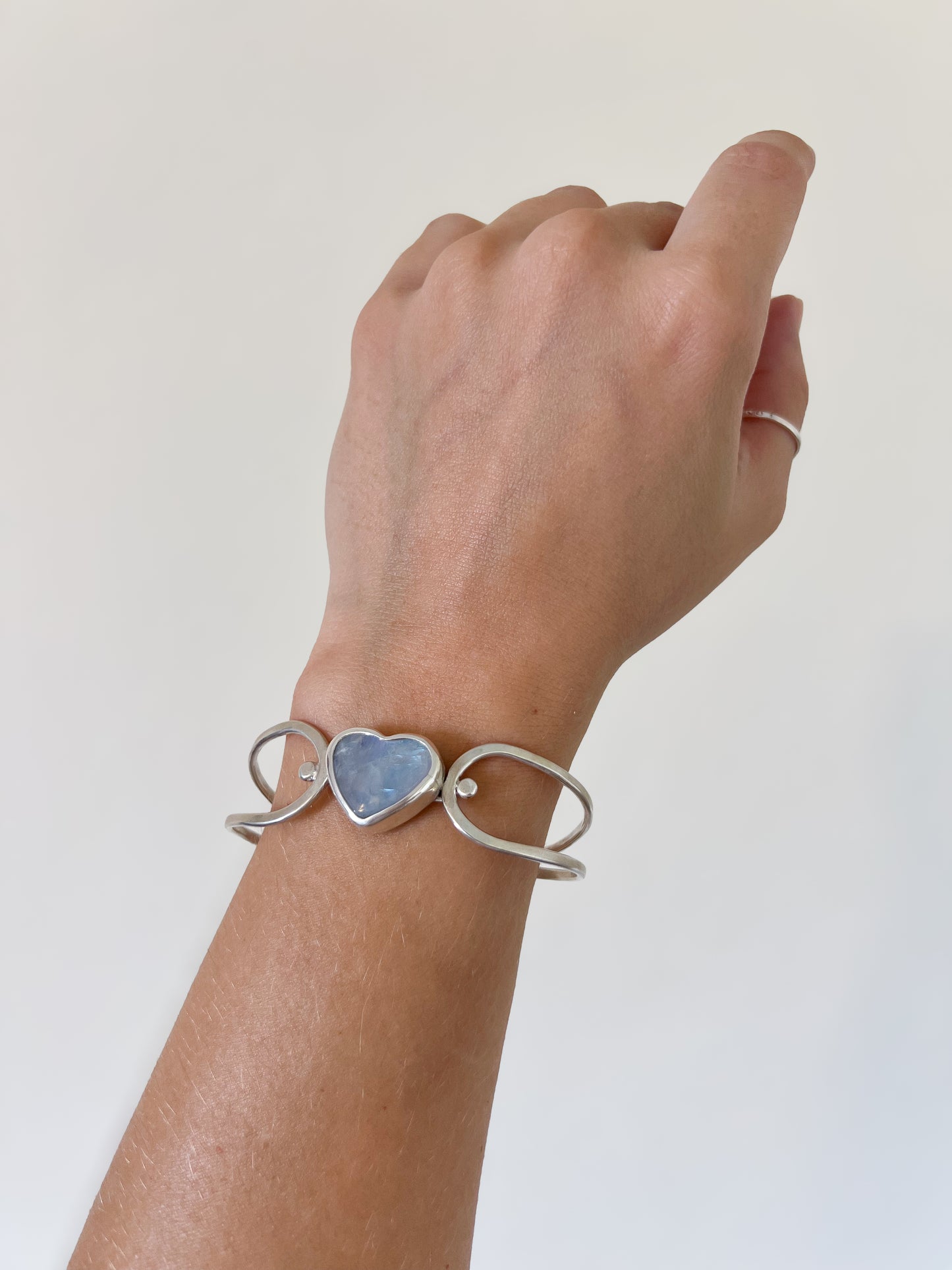 Rainbow Moonstone Heart Cuff