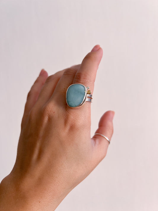 Larimar with a 14k Gold Dot Ring - 20% OFF!